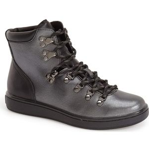 NEW CALVIN KLEIN 'Dita' Black Leather Lace up Boot
